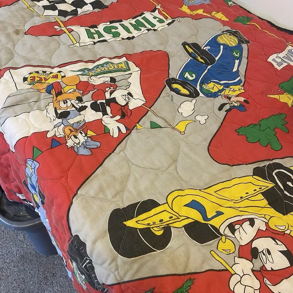 VTG 90s Disney Mickey Mouse & Friends Toddler Bedding Fitted Flat Sheets Blanket